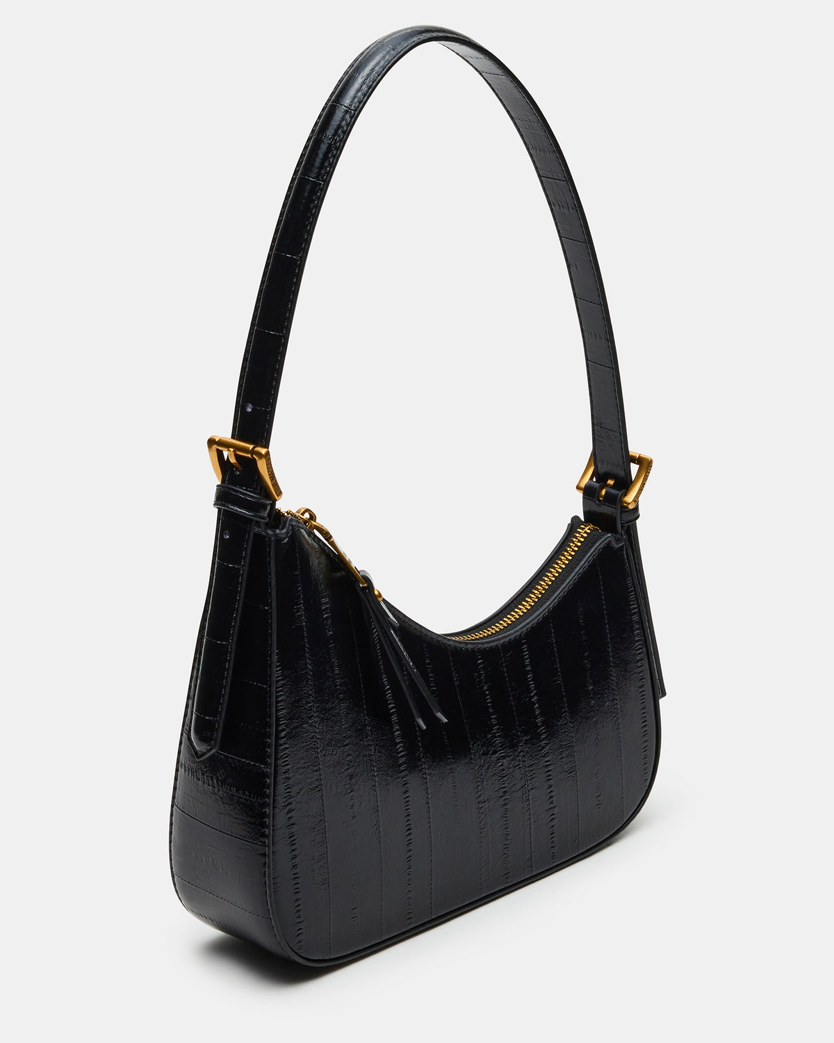 Steve Madden SMITH Bag Black Eel Asymmetric Shoulder Handbag