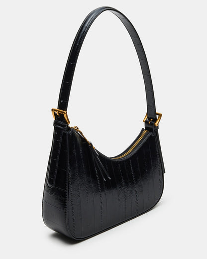 Steve Madden SMITH Bag Black Eel Asymmetric Shoulder Handbag
