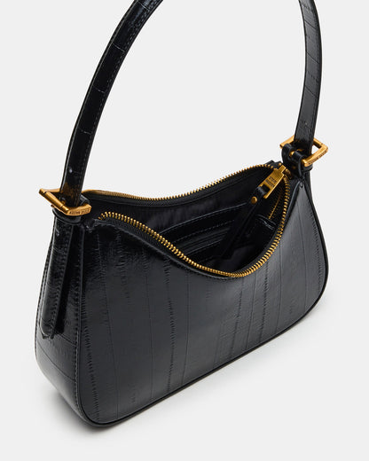 Steve Madden SMITH Bag Black Eel Asymmetric Shoulder Handbag