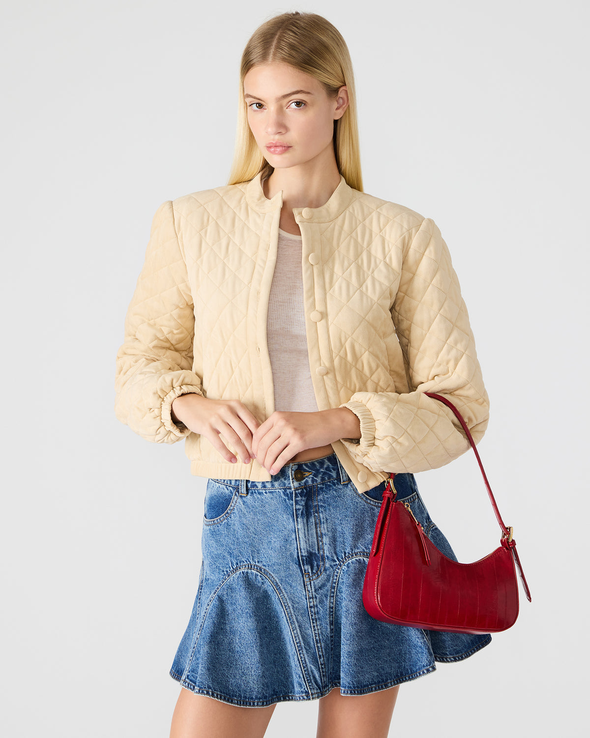 Steve Madden SMITH Bag Red Eel Asymmetric Shoulder Handbag