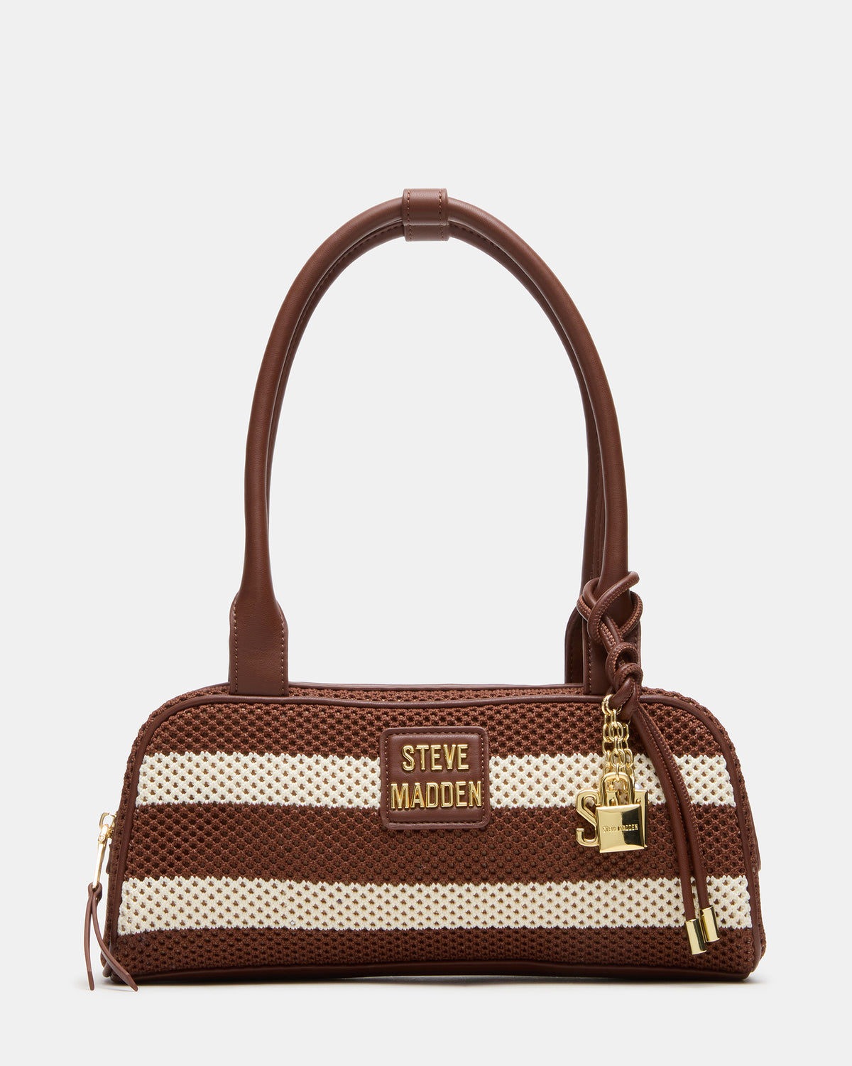 Steve Madden LAGUNE Bag Chocolate Multi Elongated Straw Shoulder Strap Handbag