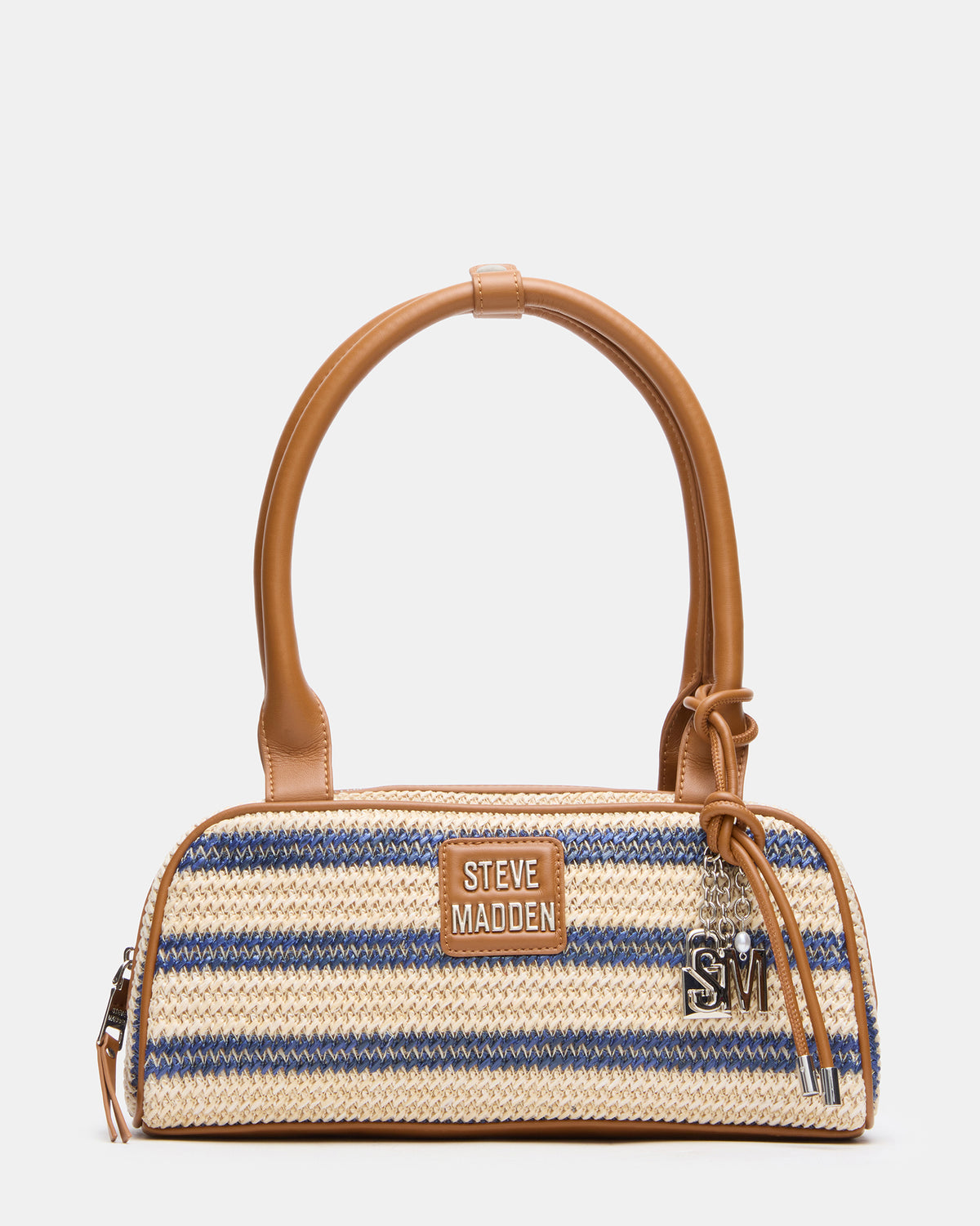 Steve Madden LAGUNE Bag Navy Multi Elongated Straw Shoulder Strap Handbag