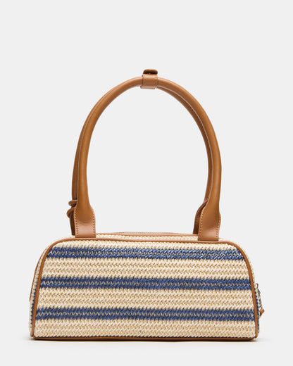 Steve Madden LAGUNE Bag Navy Multi Elongated Straw Shoulder Strap Handbag