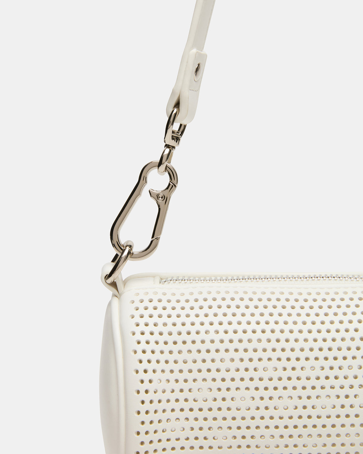 Steve Madden PRIYA Perforated Bag White Mini Barrel Shoulder Handbag