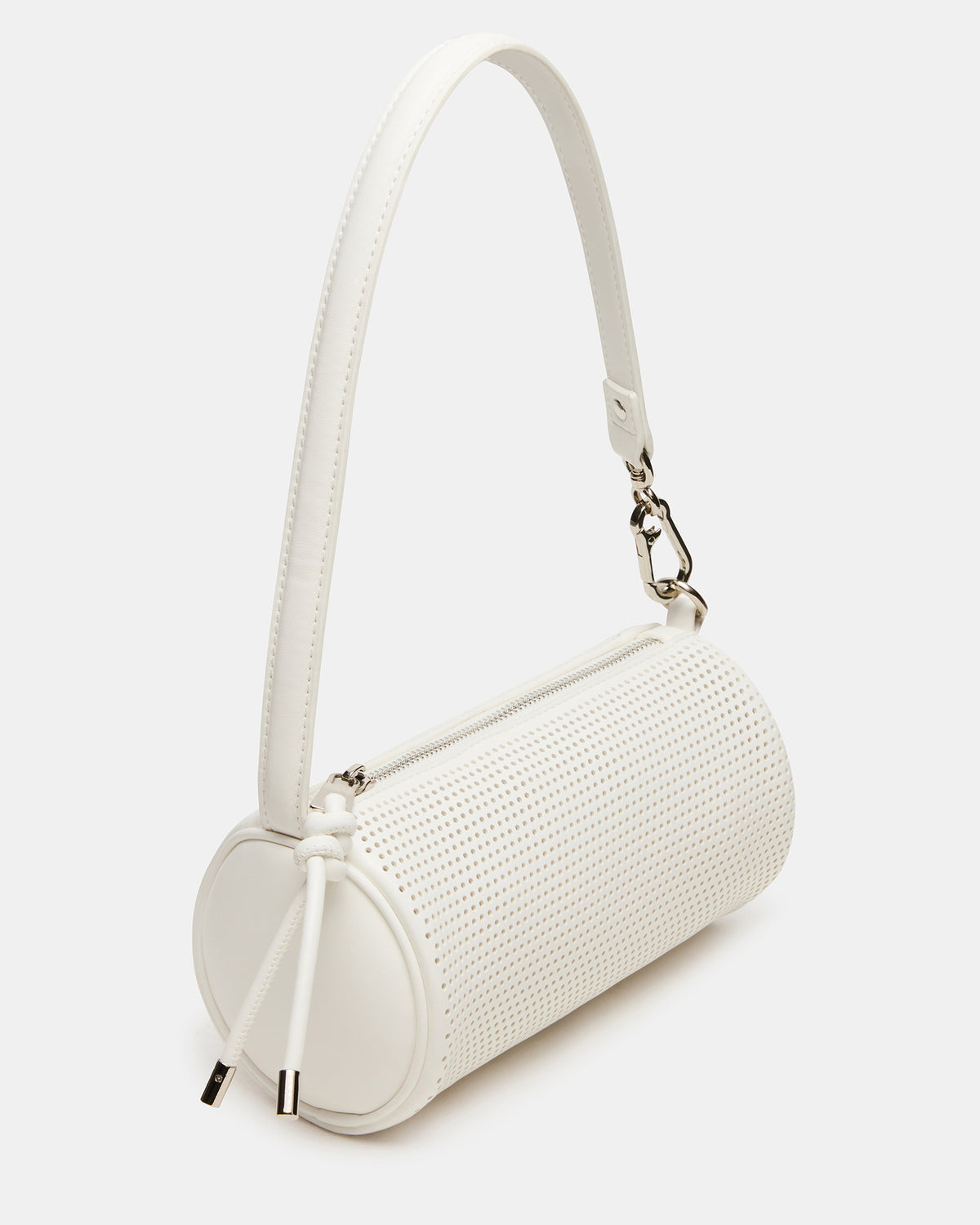 Steve Madden PRIYA Perforated Bag White Mini Barrel Shoulder Handbag