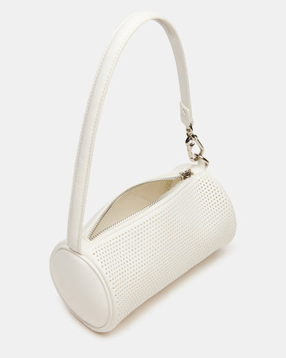 Steve Madden PRIYA Perforated Bag White Mini Barrel Shoulder Handbag