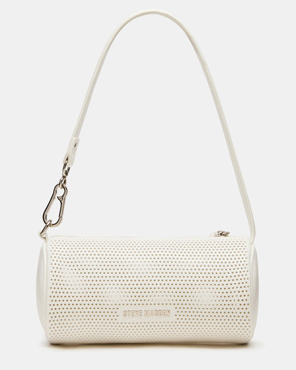 Steve Madden PRIYA Perforated Bag White Mini Barrel Shoulder Handbag