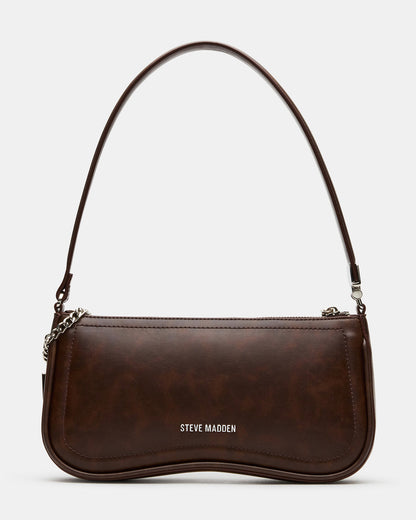 Steve Madden ANGEL Bag Brown Distressed Top-Zipper Structured Shoulder Strap Handbag
