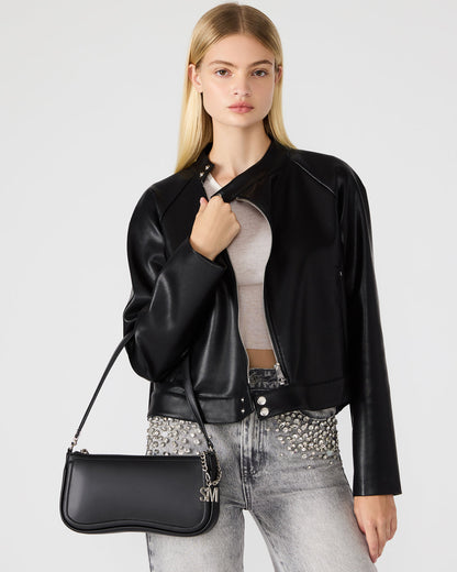 Steve Madden ANGEL Bag Black Top-Zipper Structured Shoulder Strap Handbag