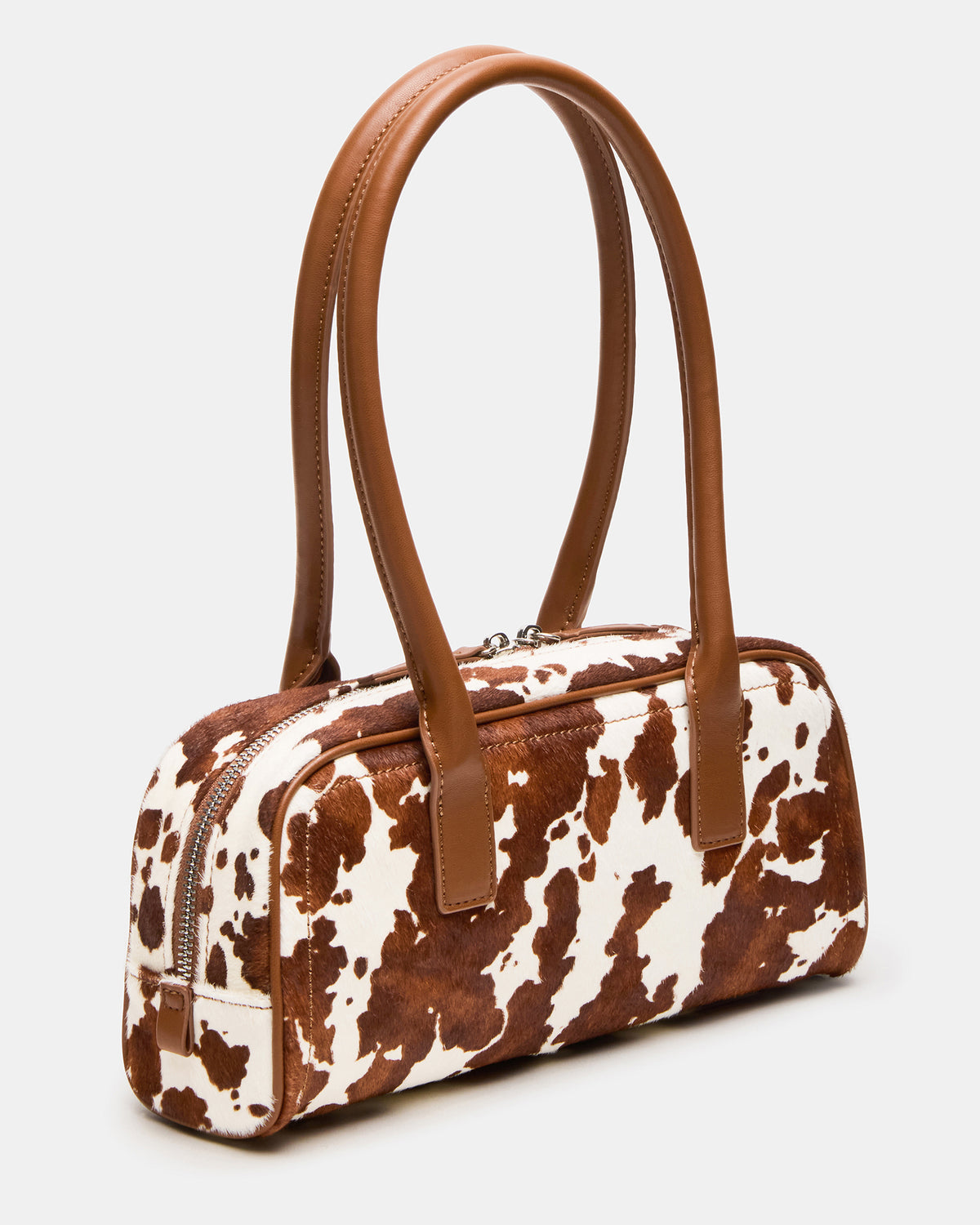 Steve Madden ANISE Bag Brown Cow Print Elongated Shoulder Strap Handbag