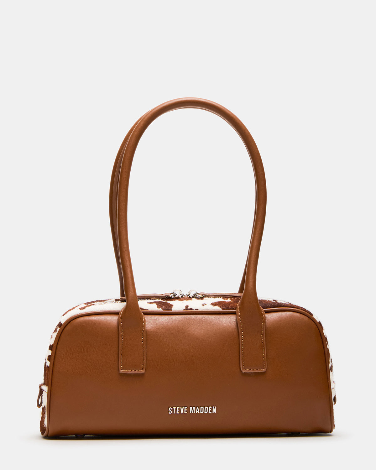 Steve Madden ANISE Bag Brown Cow Print Elongated Shoulder Strap Handbag