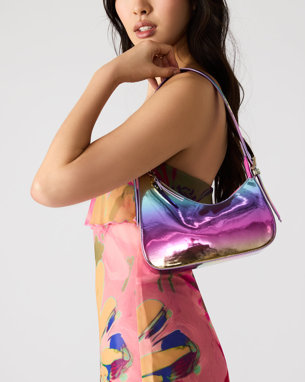 Steve Madden SMITH Bag Metallic Multi Asymmetric Shoulder Handbag