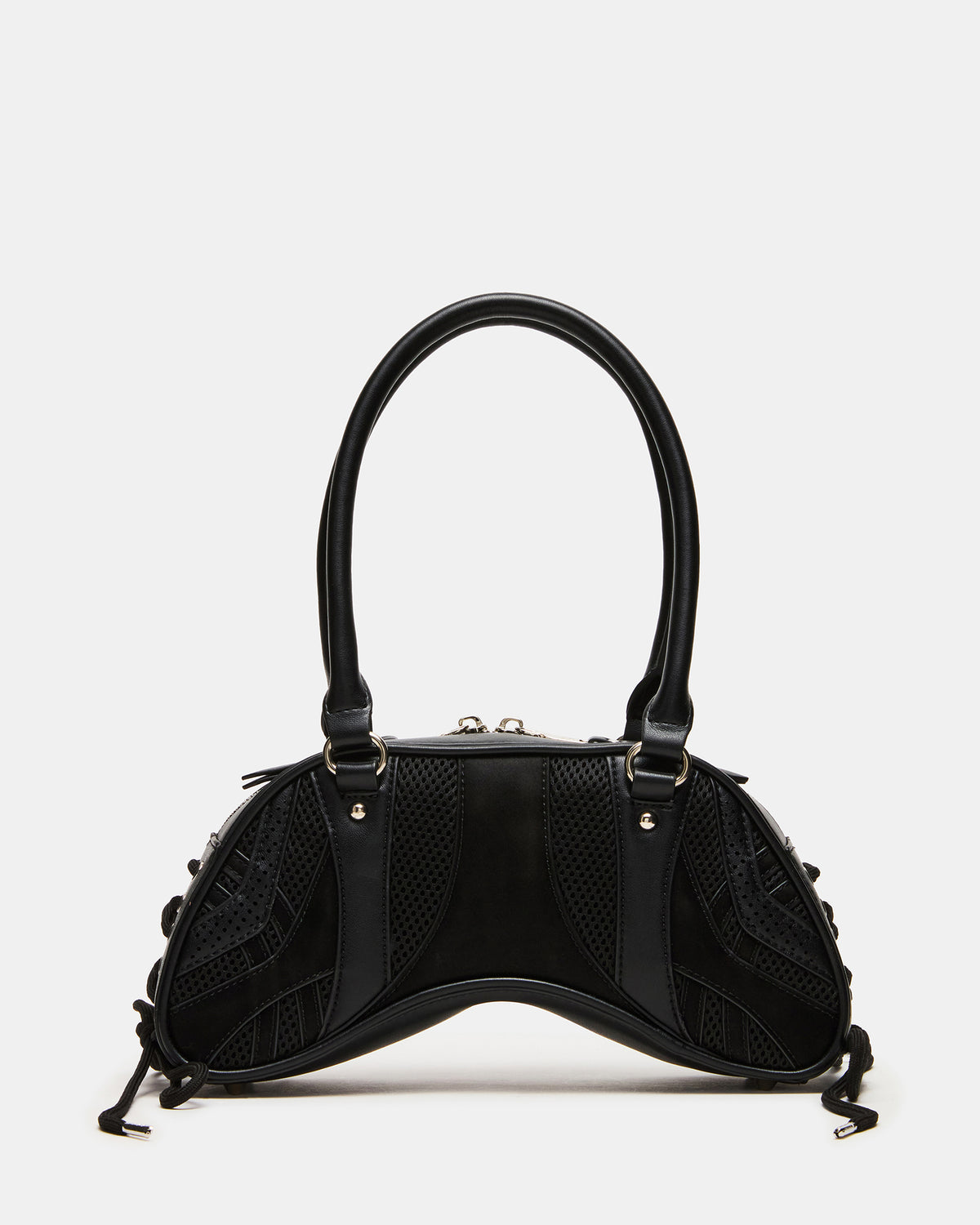 Steve Madden KODY Bag Black Lace-Up Buckle Shoulder Strap Handbag
