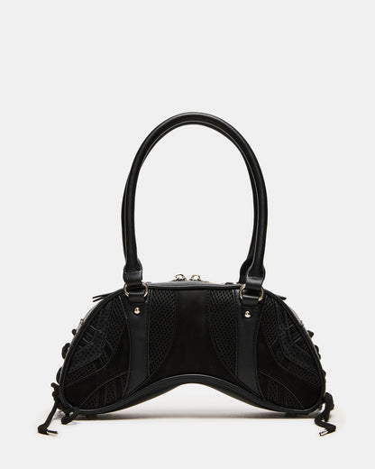 Steve Madden KODY Bag Black Lace-Up Buckle Shoulder Strap Handbag