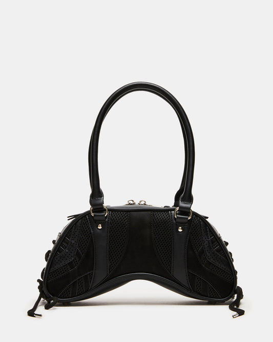 Steve Madden KODY Bag Black Lace-Up Buckle Shoulder Strap Handbag