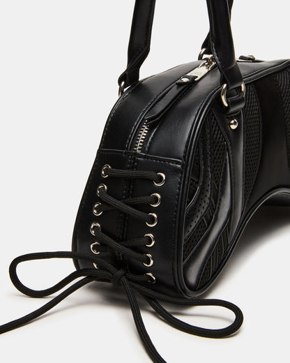 Steve Madden KODY Bag Black Lace-Up Buckle Shoulder Strap Handbag