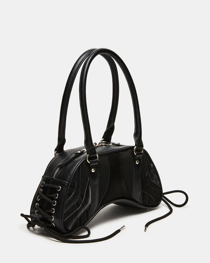 Steve Madden KODY Bag Black Lace-Up Buckle Shoulder Strap Handbag