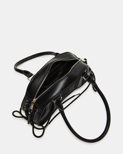 Steve Madden KODY Bag Black Lace-Up Buckle Shoulder Strap Handbag