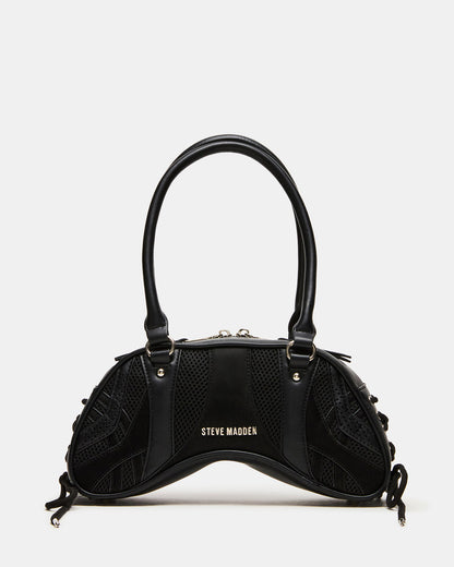 Steve Madden KODY Bag Black Lace-Up Buckle Shoulder Strap Handbag