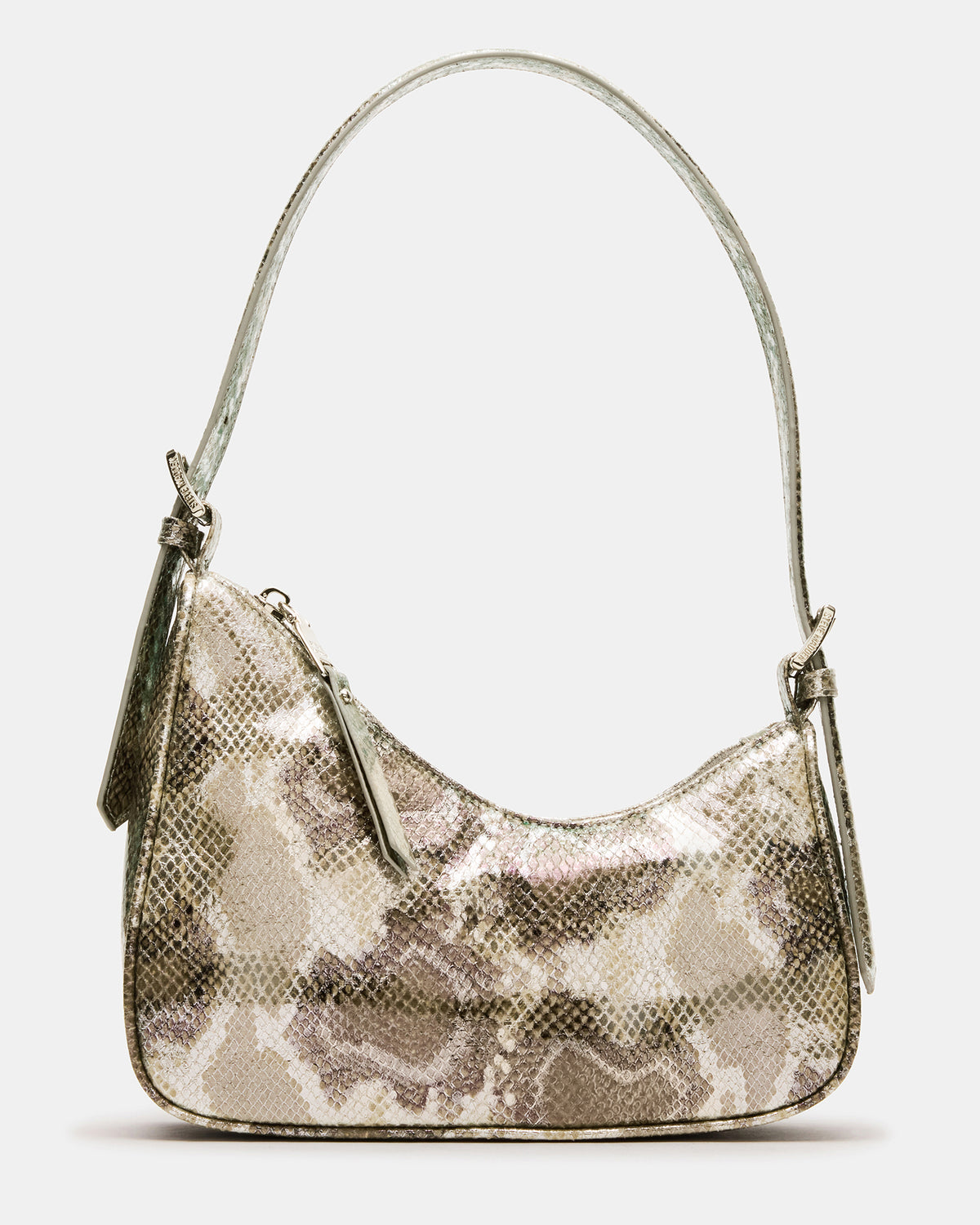 Steve Madden SMITH Bag Silver Snake Asymmetric Shoulder Handbag