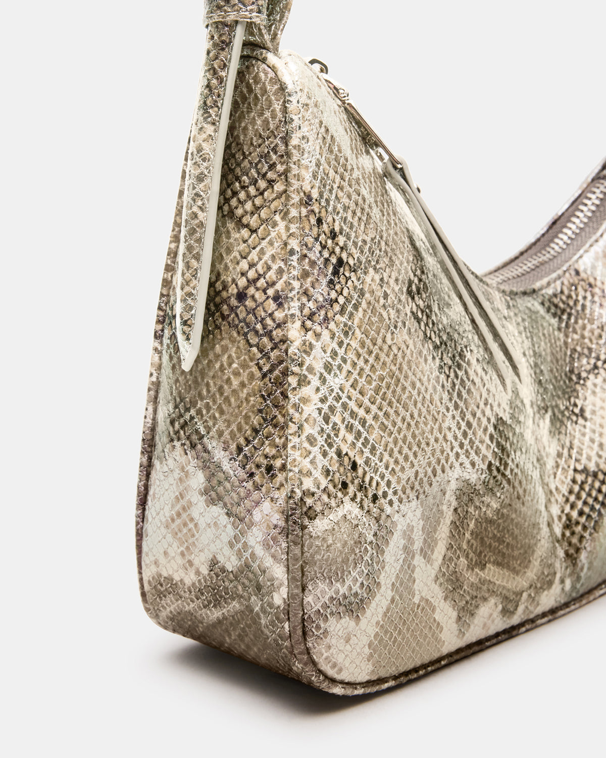 Steve Madden SMITH Bag Silver Snake Asymmetric Shoulder Handbag