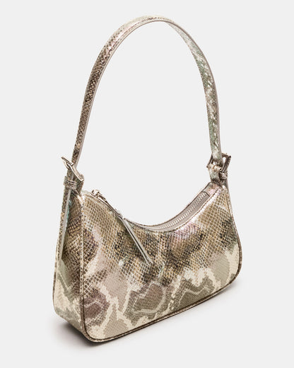 Steve Madden SMITH Bag Silver Snake Asymmetric Shoulder Handbag
