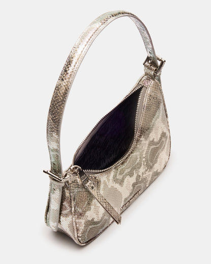 Steve Madden SMITH Bag Silver Snake Asymmetric Shoulder Handbag