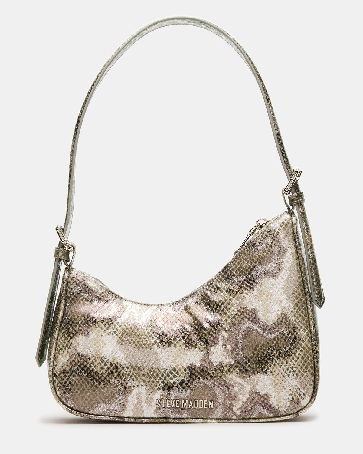 Steve Madden SMITH Bag Silver Snake Asymmetric Shoulder Handbag