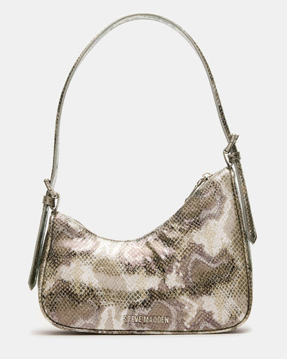 Steve Madden SMITH Bag Silver Snake Asymmetric Shoulder Handbag