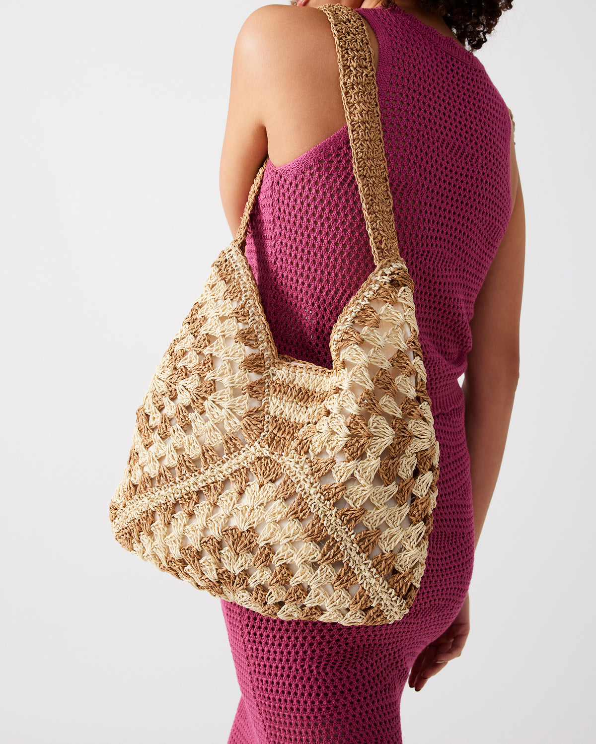 Steve Madden BORA Natural Multi Women's Raffia Hobo Shoulder Bag