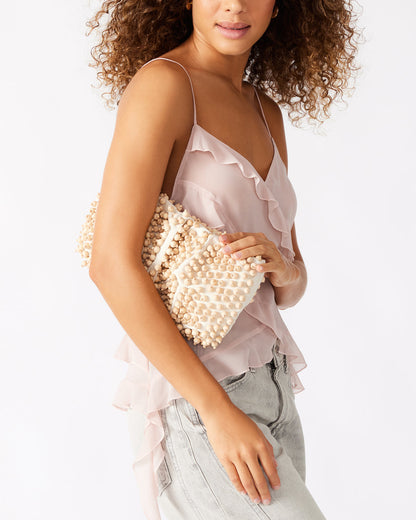 Steve Madden TIKI Natural Women's Beaded Clutch