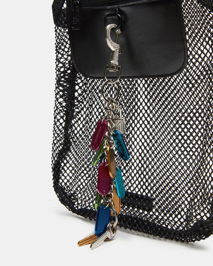 Steve Madden MAKIA Black Women's Crystal Rhinestone Shoulder Strap Net Tote Handbag