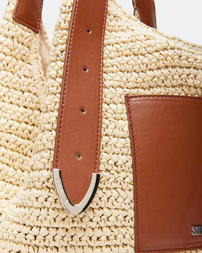 Steve Madden HIPPEE Cognac Multi Women's Belt Tip Buckle Shoulder Strap Bag