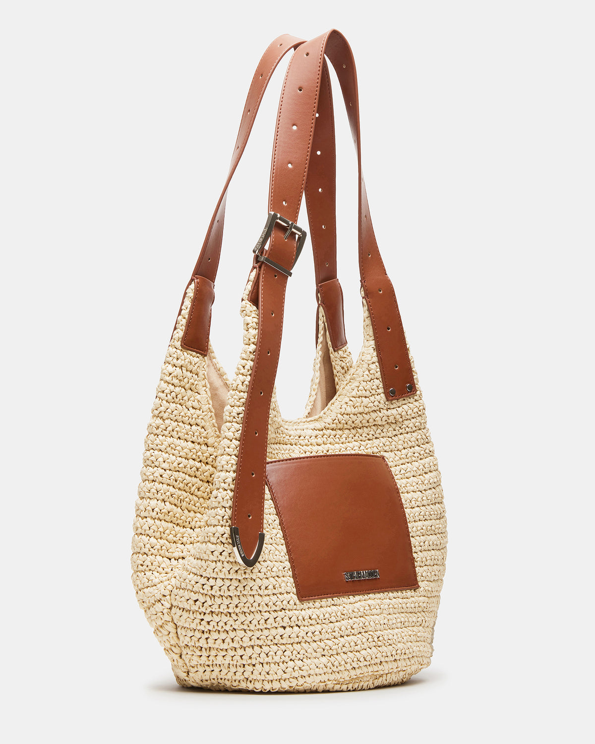 Steve Madden HIPPEE Cognac Multi Women's Belt Tip Buckle Shoulder Strap Bag