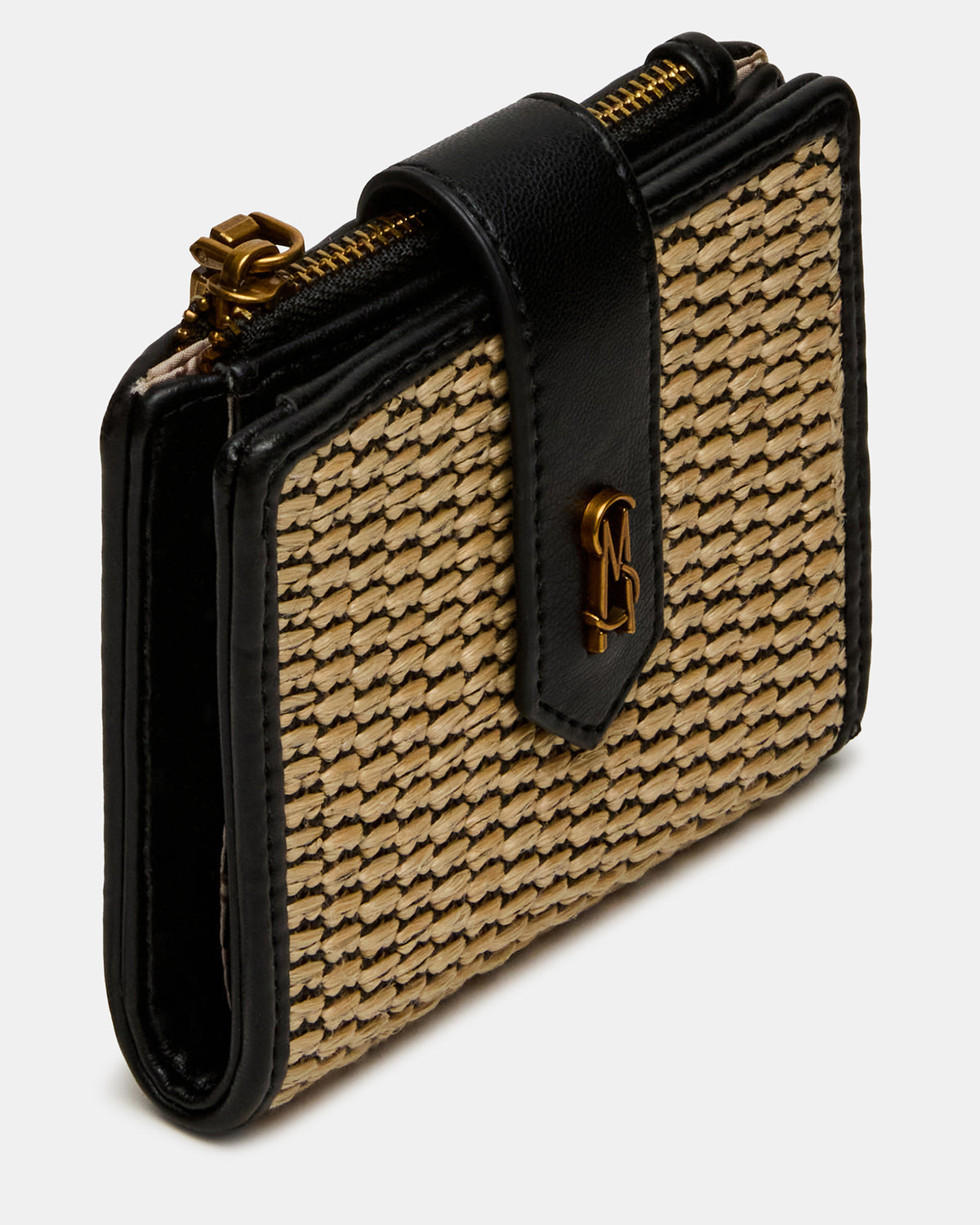 Steve Madden JEM STRAW Black Natural Bifold Wallet