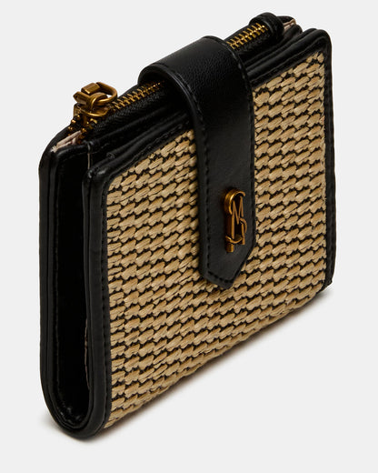Steve Madden JEM STRAW Black Natural Bifold Wallet