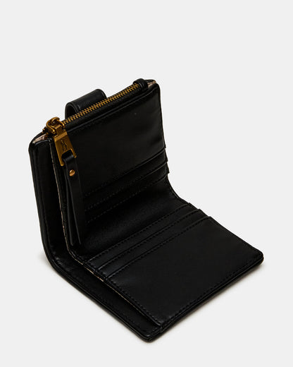 Steve Madden JEM STRAW Black Natural Bifold Wallet