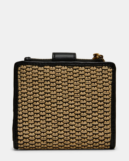 Steve Madden JEM STRAW Black Natural Bifold Wallet