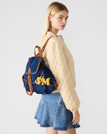 Steve Madden STUDIO Bag Navy Nylon Cargo Pocket Drawstring Women's Backpack Handbag