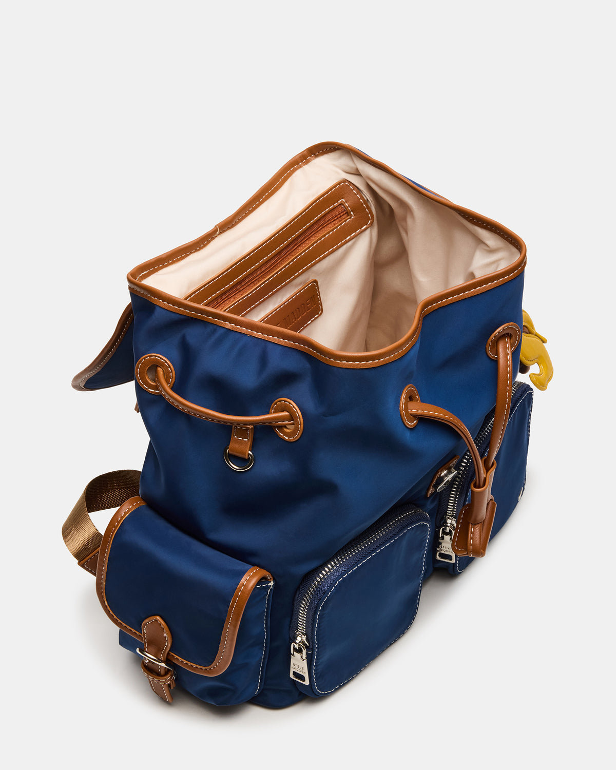 Steve Madden STUDIO Bag Navy Nylon Cargo Pocket Drawstring Women's Backpack Handbag