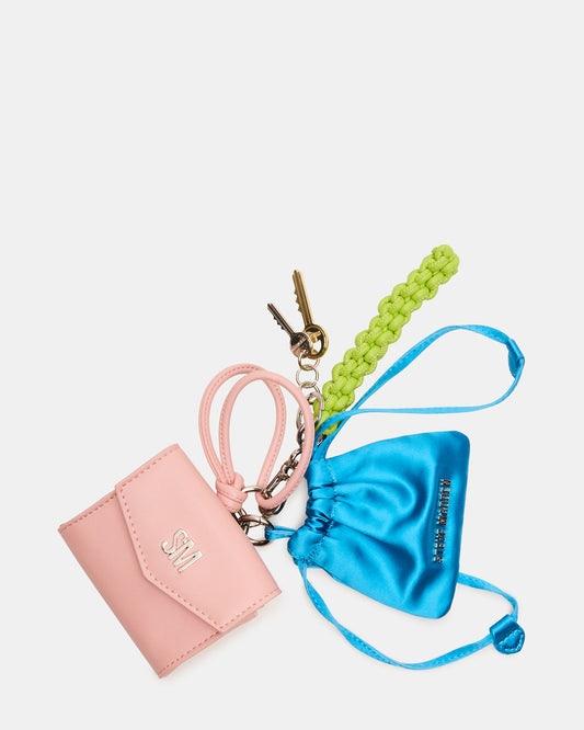 Steve Madden TRAVEL BAG CHARM Coral Multi Card Wallet Attachable Bag Charm