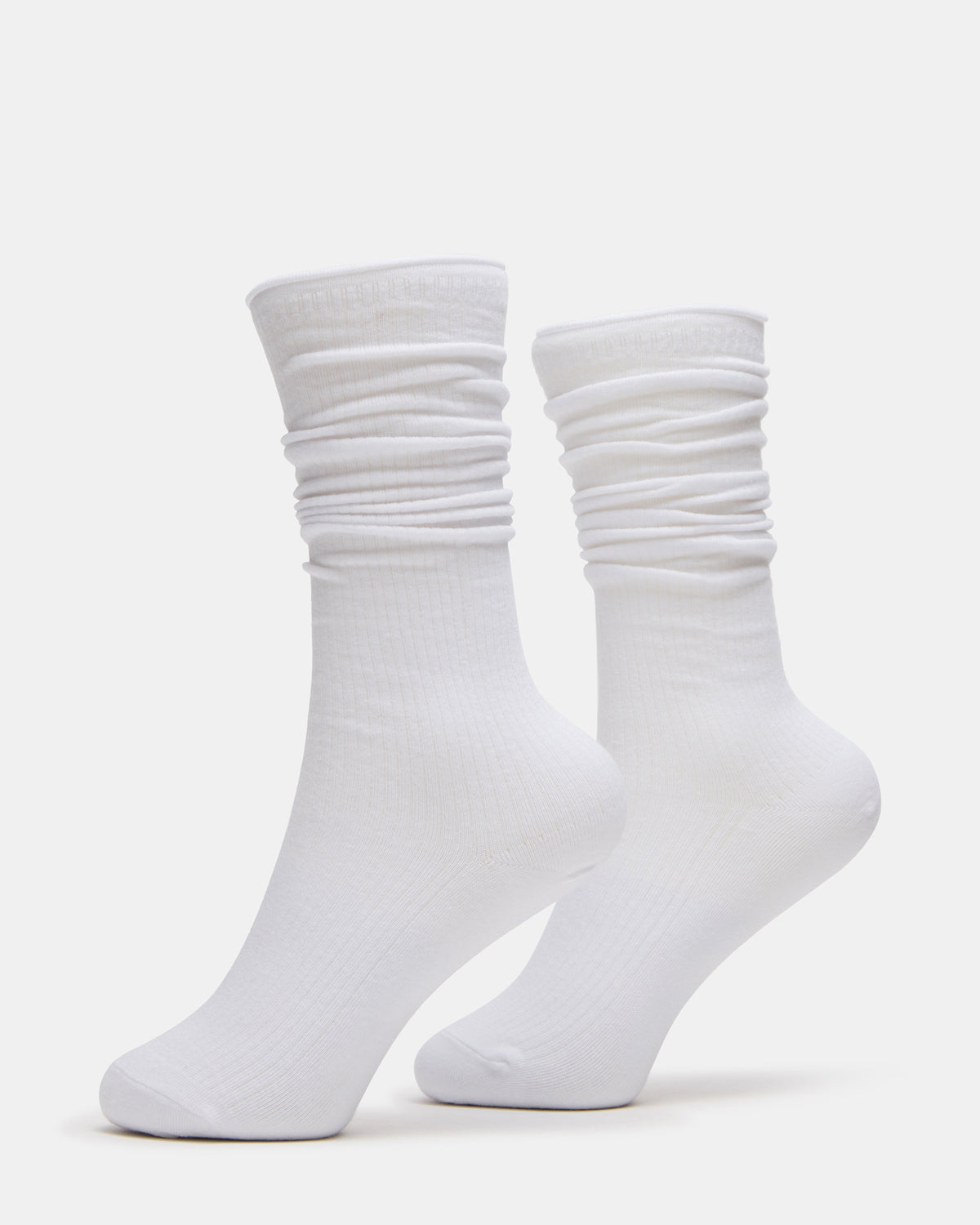 Steve Madden 2 PACK RIB SLOUCH SOCKS WHITE Women's Ribbed Quarter Socks