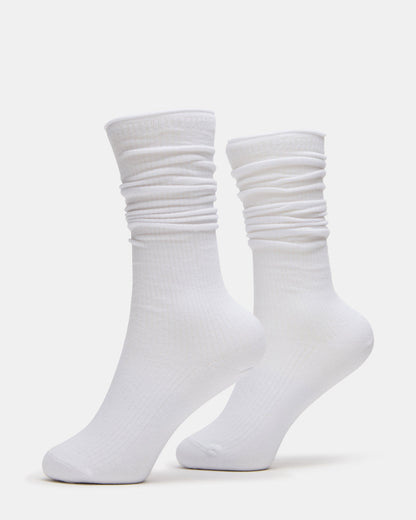 Steve Madden 2 PACK RIB SLOUCH SOCKS WHITE Women's Ribbed Quarter Socks