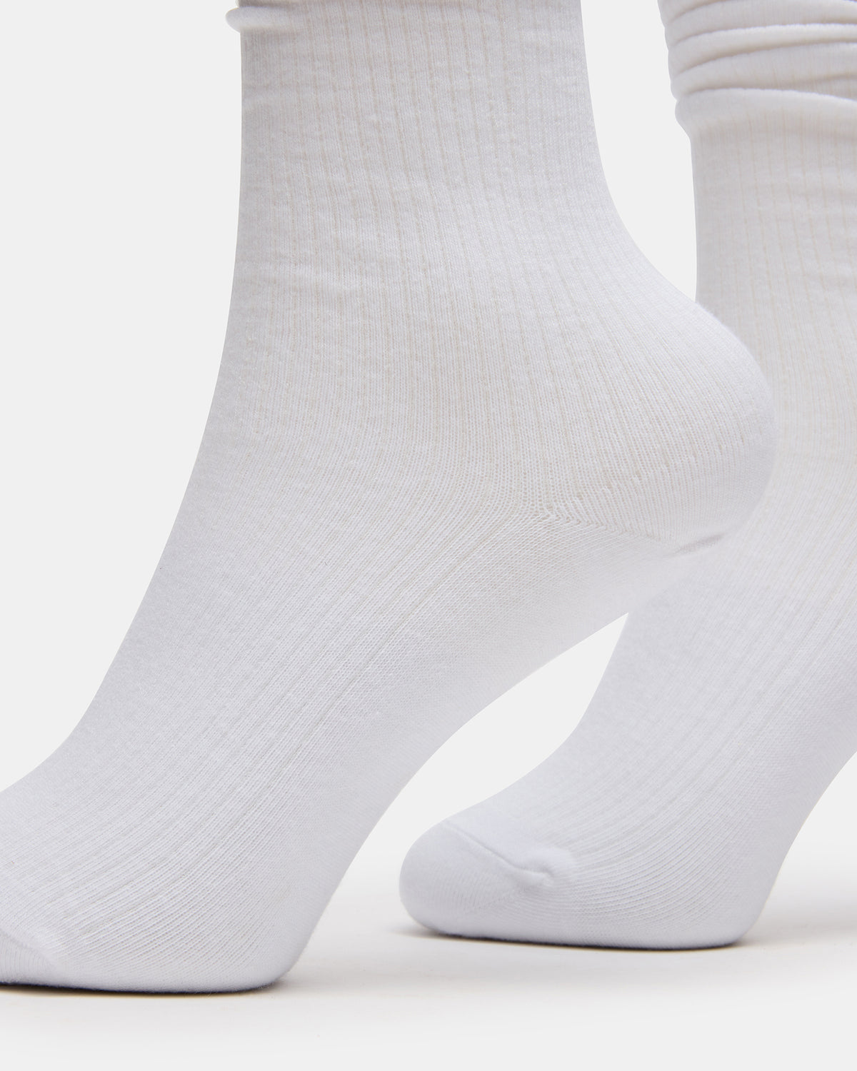 Steve Madden 2 PACK RIB SLOUCH SOCKS WHITE Women's Ribbed Quarter Socks