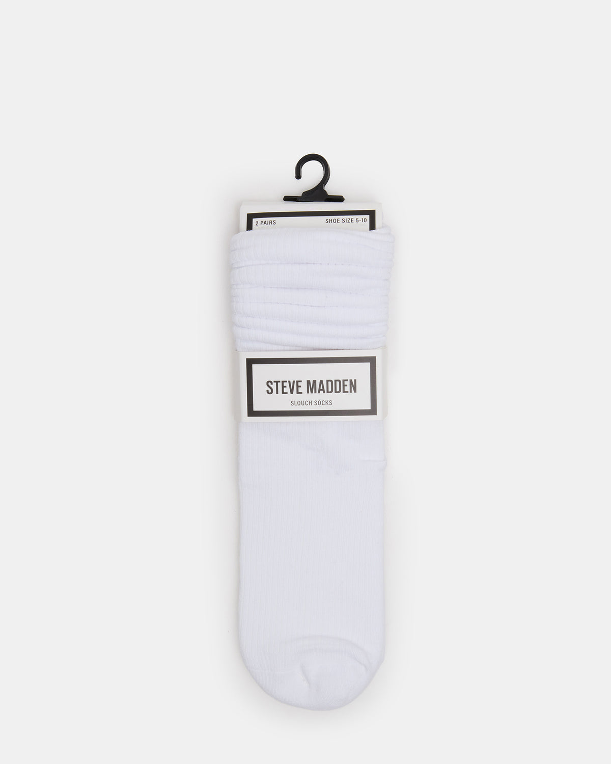 Steve Madden 2 PACK RIB SLOUCH SOCKS WHITE Women's Ribbed Quarter Socks