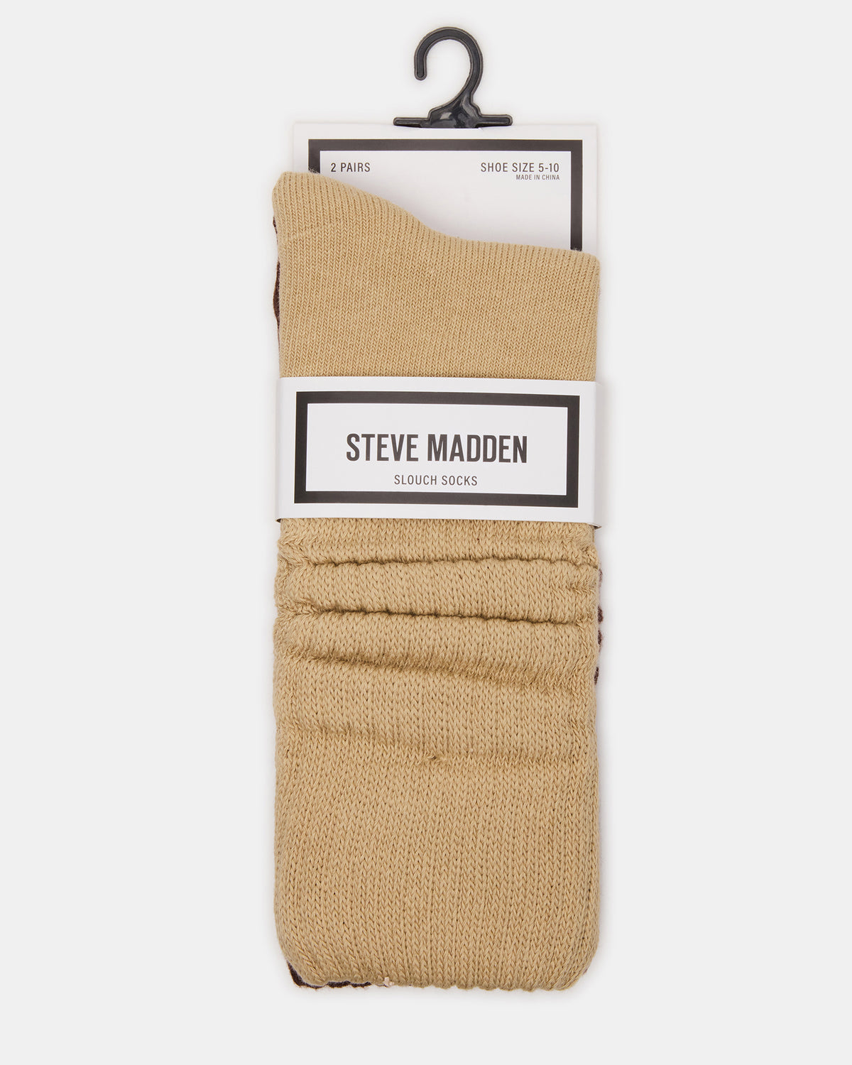 Steve Madden 2 PACK RIB SLOUCH SOCKS TAN MULTI Women's Ribbed Quarter Socks