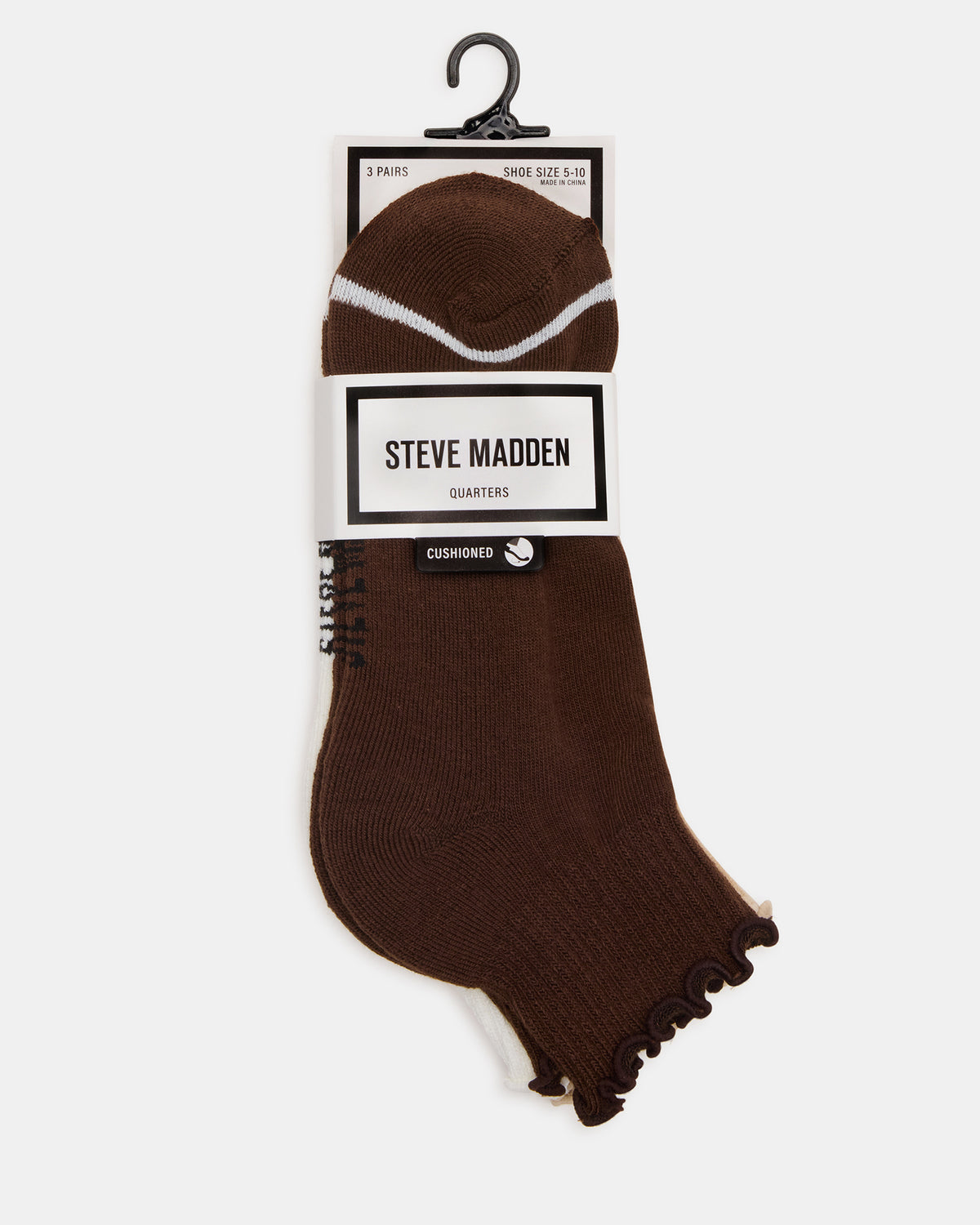 Steve Madden CHEER 3 PACK LETTUCE EDGE SOCKS Brown Women's Anklet Socks