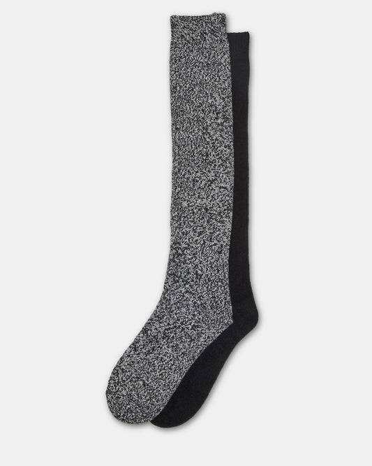 Steve Madden FALL 2 PACK MARLED KNEE HIGH SOCKS Black Women's Marled Knee-High Socks