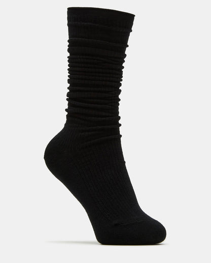 Steve Madden 2 PACK SLOUCHY CREW SOCKS BLACK WHITE Scrunch Socks