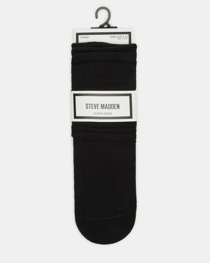 Steve Madden 2 PACK SLOUCHY CREW SOCKS BLACK WHITE Scrunch Socks